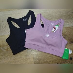 2 NWT Reebok Black & Pink Mauve Racerback Sports Bras Sz XS